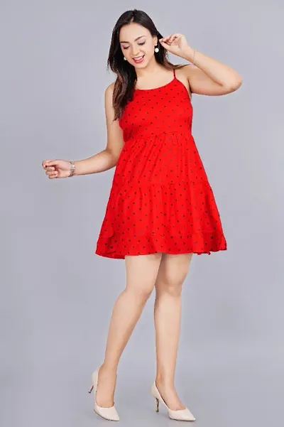 Women Polka Dot Print Fit and Flare Dress