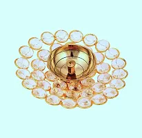 Decorative Round Crystal Diya Shape Akhand Jyoti Oil Lamp  - Small-thumb1