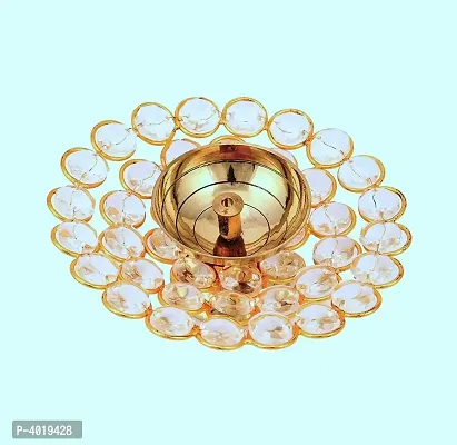 Decorative Round Crystal Diya Shape Akhand Jyoti Oil Lamp  - Small-thumb2