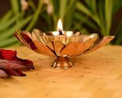 Brass Diya Deepak Oil Lamp Small Lotus Kamal Shape for Home Temple-thumb1