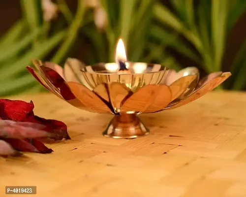 Brass Diya Deepak Oil Lamp Small Lotus Kamal Shape for Home Temple-thumb2