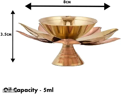 Brass Diya Deepak Oil Lamp Small Lotus Kamal Shape for Home Temple-thumb3