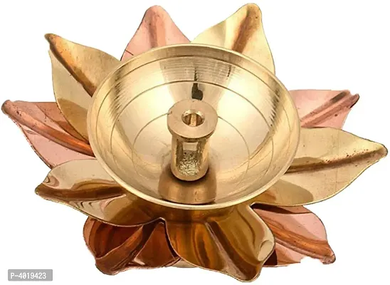 Brass Diya Deepak Oil Lamp Small Lotus Kamal Shape for Home Temple-thumb0