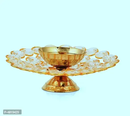 Decorative Round Crystal Diya Shape Akhand Jyoti Oil Lamp for Pooja