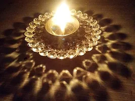 Decorative Round Crystal Diya Shape Akhand Jyoti Oil Lamp - Large-thumb1