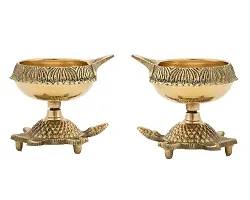 Set of 2 Brass Diya Handmade Indian Puja-thumb1