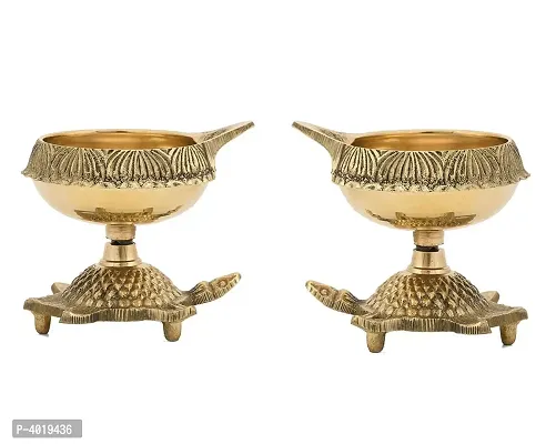 Set of 2 Brass Diya Handmade Indian Puja-thumb2