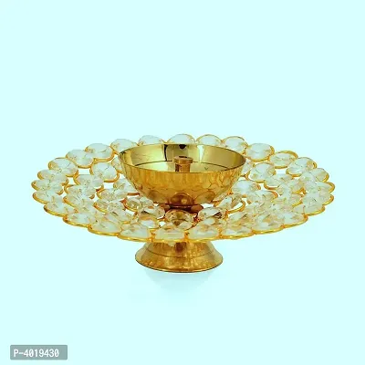 Decorative Round Crystal Diya Shape Akhand Jyoti Oil Lamp - Large