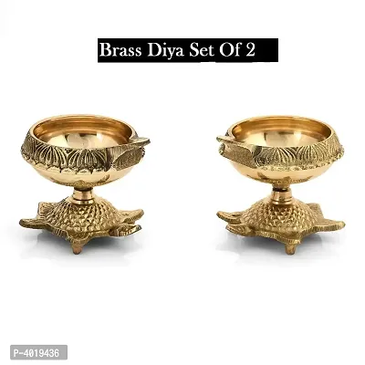 Set of 2 Brass Diya Handmade Indian Puja-thumb0