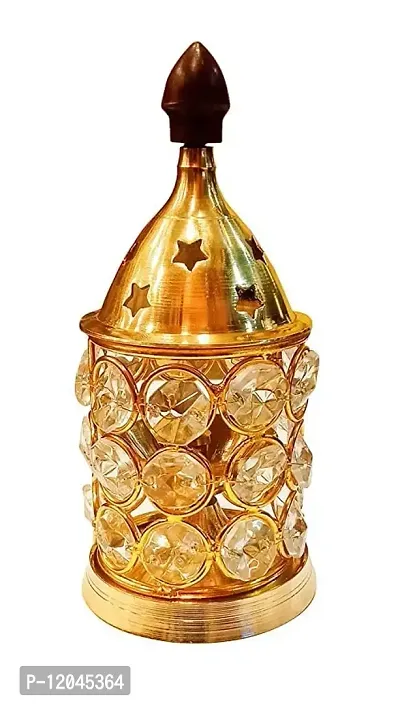 Happy Arts Akhand Brass Diya Crystal Oil Lamp for Diwali Puja Home Decoration-thumb0