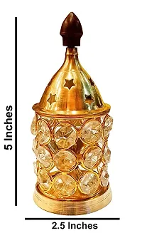 Happy Arts Akhand Brass Diya Crystal Oil Lamp for Diwali Puja Home Decoration-thumb2