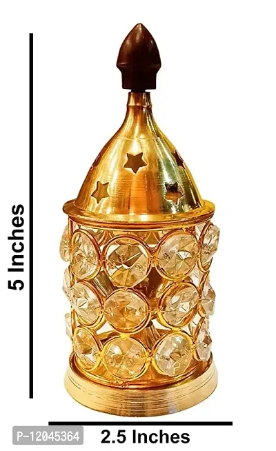 Happy Arts Akhand Brass Diya Crystal Oil Lamp for Diwali Puja Home Decoration-thumb3