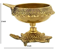 Karauli Collection Brass Handmade Brass Kuber Diya with Turtle Base, Engraved Design Diyas for Pooja-thumb3
