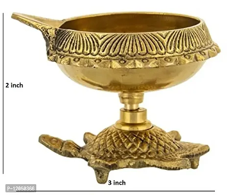 Karauli Collection Brass Handmade Brass Kuber Diya with Turtle Base, Engraved Design Diyas for Pooja-thumb4
