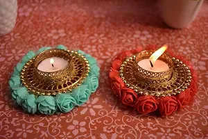 Karauli Collection Tealight Candle Holder for Home Diwali Decoration Candles Tea Light Holders Stand for Diwali Living Room Dining Table Mandir Pooja Room Decor-thumb1