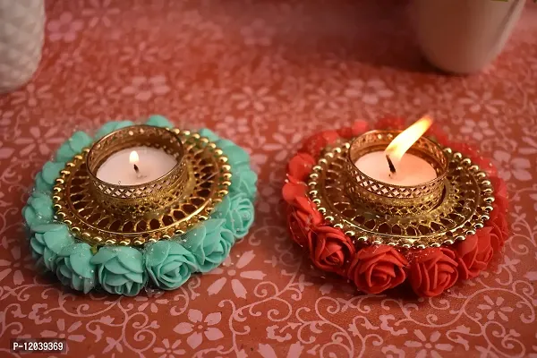 Karauli Collection Tealight Candle Holder for Home Diwali Decoration Candles Tea Light Holders Stand for Diwali Living Room Dining Table Mandir Pooja Room Decor-thumb2