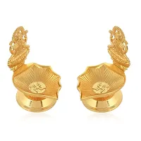 Laxmi Ganesh Diya Idol Set for Diwali Pooja Metal Gold Plated Laxmi Ganesha-thumb3