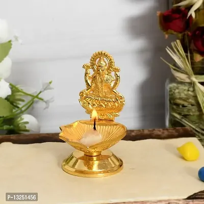 Gold Plated Lakshmi Ganesha Idols Diya Statue for Diwali Decoration Home Office Decor Pujan Puja