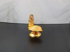 Metal Ganesh Idol Gold Plated Ganesha Idols Diya Statue for Diwali Decoration Decor Pujan Puja-thumb1