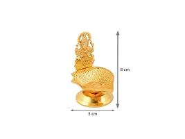 Metal Ganesh Idol Gold Plated Ganesha Idols Diya Statue for Diwali Decoration Decor Pujan Puja-thumb2