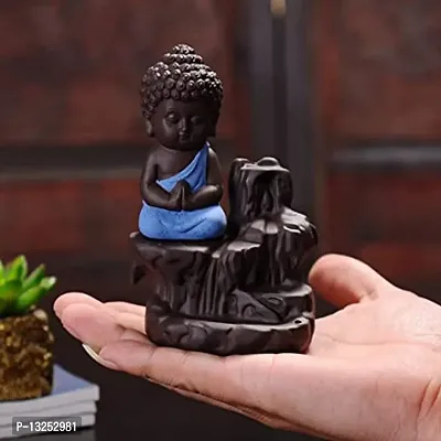Meditating Monk Buddha Smoke Backflow Cone Incense Holder Decorative Showpiece-thumb3