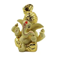 Ganesha Idol for Car Dashboard Gold Plated Ganesh (Golden, 8x6cm)-thumb1