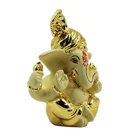 Ganesha Idol for Car Dashboard Gold Plated Ganesh (Golden, 8x6cm)-thumb2