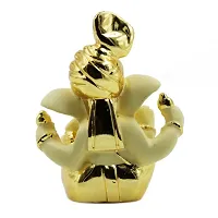Ganesha Idol for Car Dashboard Gold Plated Ganesh (Golden, 8x6cm)-thumb3