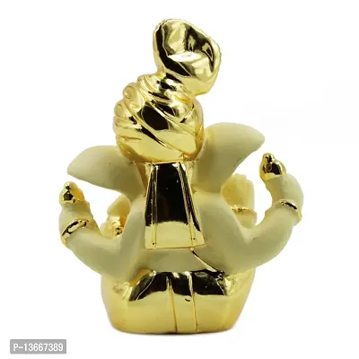 Ganesha Idol for Car Dashboard Gold Plated Ganesh (Golden, 8x6cm)-thumb4