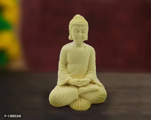 PolyResin Buddha Statue Meditating Idol Gifts Antique Design for Home Decoration Living Room Gift Vastu Figurine White