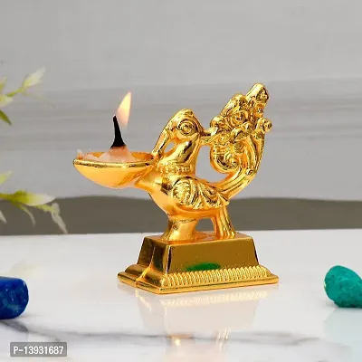 Brass Peacock Design Table Diya for | Diwali Pooja,Gift,Home Decor, Car,Office,Diwali Pooja-thumb0