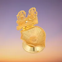 Metal Laxmi Ganesha Idols Diya Oil Lamp for Home Puja Decor Golden Finish Oil Lamp for Diwali Diya Puja Gift-thumb4