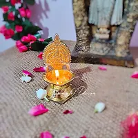 Pure Brass Madurai Sri Meenakshi Ashtalakshmi Vilakku/Diya/Lamp (Gold)-thumb2