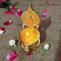 Pure Brass Madurai Sri Meenakshi Ashtalakshmi Vilakku/Diya/Lamp (Gold)-thumb3