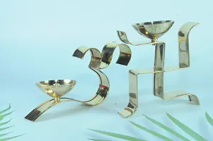Brass Swastik Diya Oil Puja Lamp Decorative for Home Office Gifts Decor for Pooja Set of 2 pcs (Om aarti Swastik Diya)-thumb2