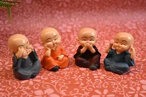 Handcrafted Marble Baby Laughing Buddha Statue Home Showpiece Idol (6 X 4 X 3 Cm, Multicolour) - Set Of 4-thumb2