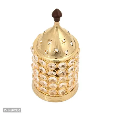 Akhand Diya Crystal Brass Puja Oil Lamp Tea Light   / jyoti Pooja Oil Lamp for Pooja Temple/Tealight Holder And Lalten Large  Tea Light Holder Lantern Puja Lamp Table Diya (Large)-thumb0