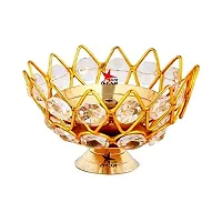 Brass  Crystal Small Bowl Diya Round Shape Kamal Deep/Akhand Jyoti/Oil Lamp for Home Temple Puja Decor Gifts (Width-3 inch, Hight-2.5 inch) (Pack of 4)-thumb2