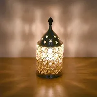 Akhand Diya Diyas Decorative Brass Crystal Oil Lamp, Tea Light Holder Lantern Oval Shape Diwali Gifts Home Decor Puja Lamp (Medium)-thumb1
