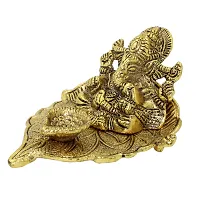 Metal Golden Oxidized Peepal Patta Ganesha with Diya Decorative Diwali Home Decoration  Gift Item-thumb1