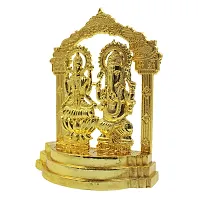 Gold Plated Laxmi Ganesh Idol Showpiece - Metal Lakshmi Ganesh Statue - Diwali Home Decoration Items Gift - Lakshmi Ganesh for Diwali puja-thumb1