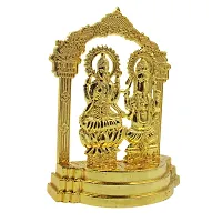 Gold Plated Laxmi Ganesh Idol Showpiece - Metal Lakshmi Ganesh Statue - Diwali Home Decoration Items Gift - Lakshmi Ganesh for Diwali puja-thumb2