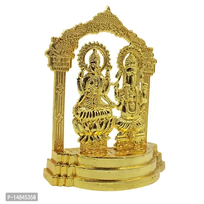 Gold Plated Laxmi Ganesh Idol Showpiece - Metal Lakshmi Ganesh Statue - Diwali Home Decoration Items Gift - Lakshmi Ganesh for Diwali puja-thumb3