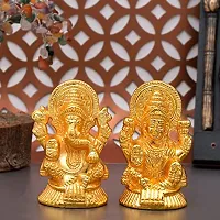 Laxmi Ganesh Set Idol Showpiece Metal Gold Plated Lakshmi Ganesha Idols for Diwali Gifts Puja-thumb4