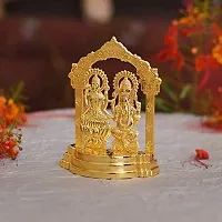 Gold Plated Laxmi Ganesh Idol Showpiece - Metal Lakshmi Ganesh Statue - Diwali Home Decoration-thumb1