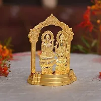 Gold Plated Laxmi Ganesh Idol Showpiece - Metal Lakshmi Ganesh Statue - Diwali Home Decoration-thumb2