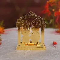Gold Plated Laxmi Ganesh Idol Showpiece - Metal Lakshmi Ganesh Statue - Diwali Home Decoration-thumb3