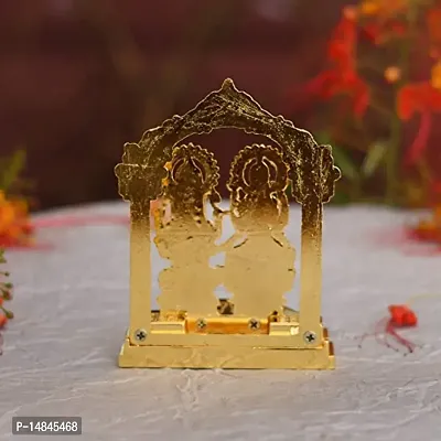 Gold Plated Laxmi Ganesh Idol Showpiece - Metal Lakshmi Ganesh Statue - Diwali Home Decoration-thumb4