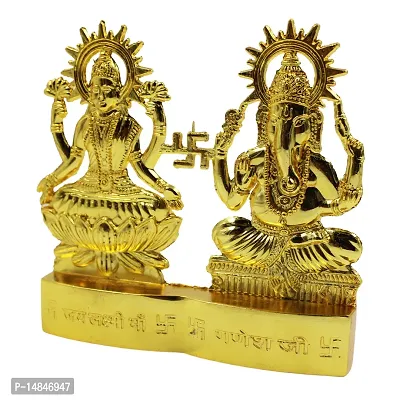 Gold Plated Ashtdhatu Laxmi Ganesha for Temple, Home or Office Table, Car Dashboard-thumb4