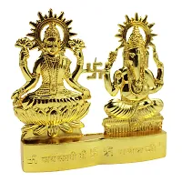 Gold Plated Ashtdhatu Laxmi Ganesha for Temple, Home or Office Table, Car Dashboard-thumb1